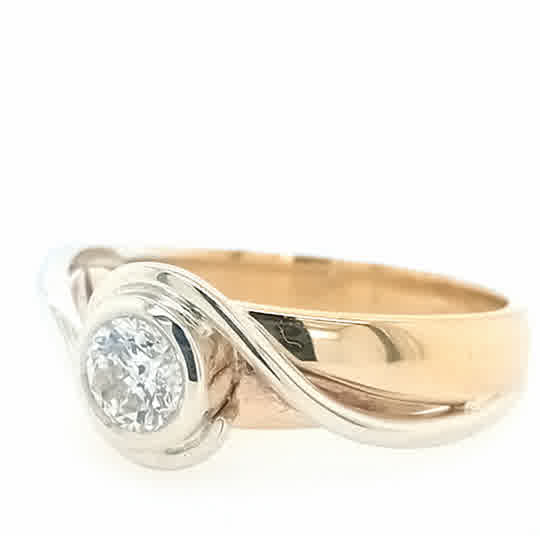 Handmade Yellow Gold Diamond Wave Ring