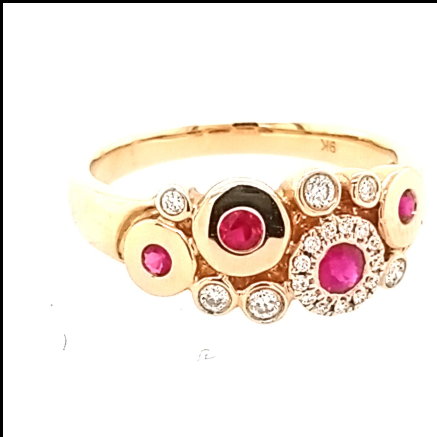 9ct Yellow Gold Ruby and Diamond Dress Ring