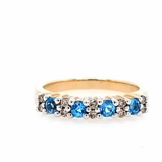 9ct Yellow Gold Topaz and Diamond Ring