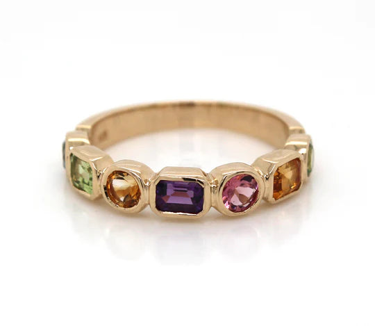 9ct Yellow Gold Multi-coloured Ring