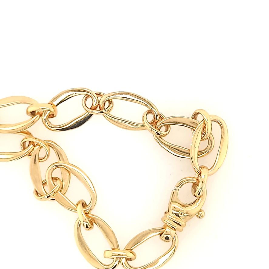 9ct Yellow Gold Long Flat Oval Bracelet