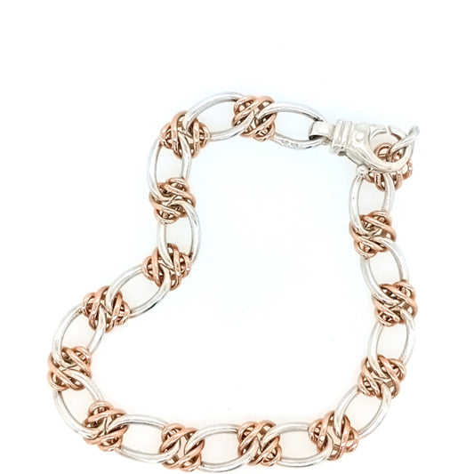 9ct Rose Gold and Sterling Silver Celtic Bracelet