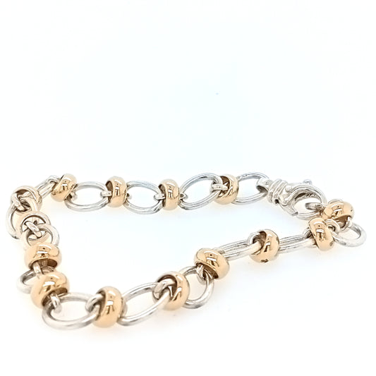 9ct Yellow Gold and Sterling Silver Belcher Bracelet