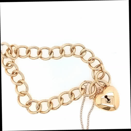 9ct Yellow Gold Open Solid Curb Padlock Bracelet