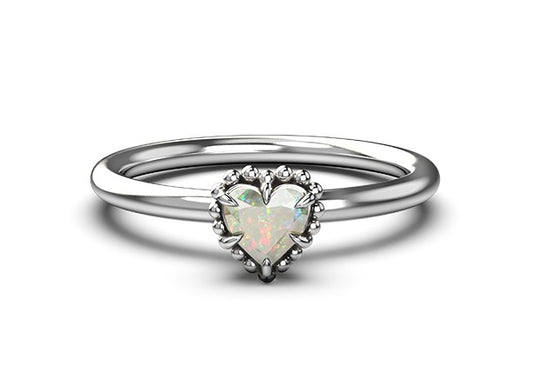 Stolen Girlfriends Club Sterling Silver and Opal Dahlia's Heart Ring