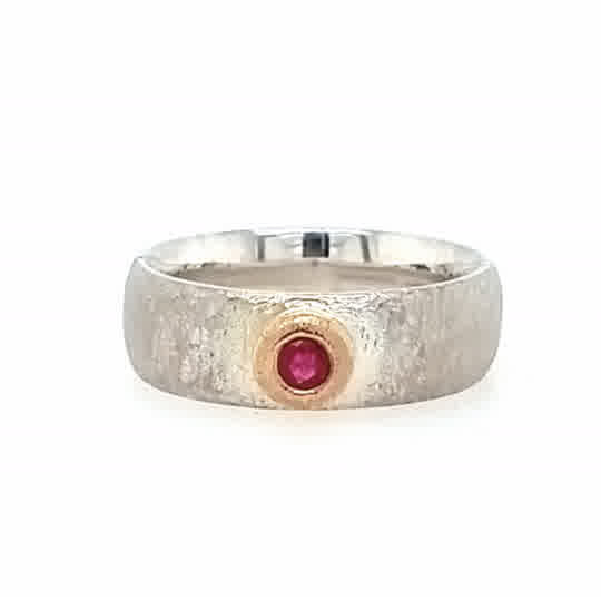 18ct Yellow Gold and Silver Ruby Ring