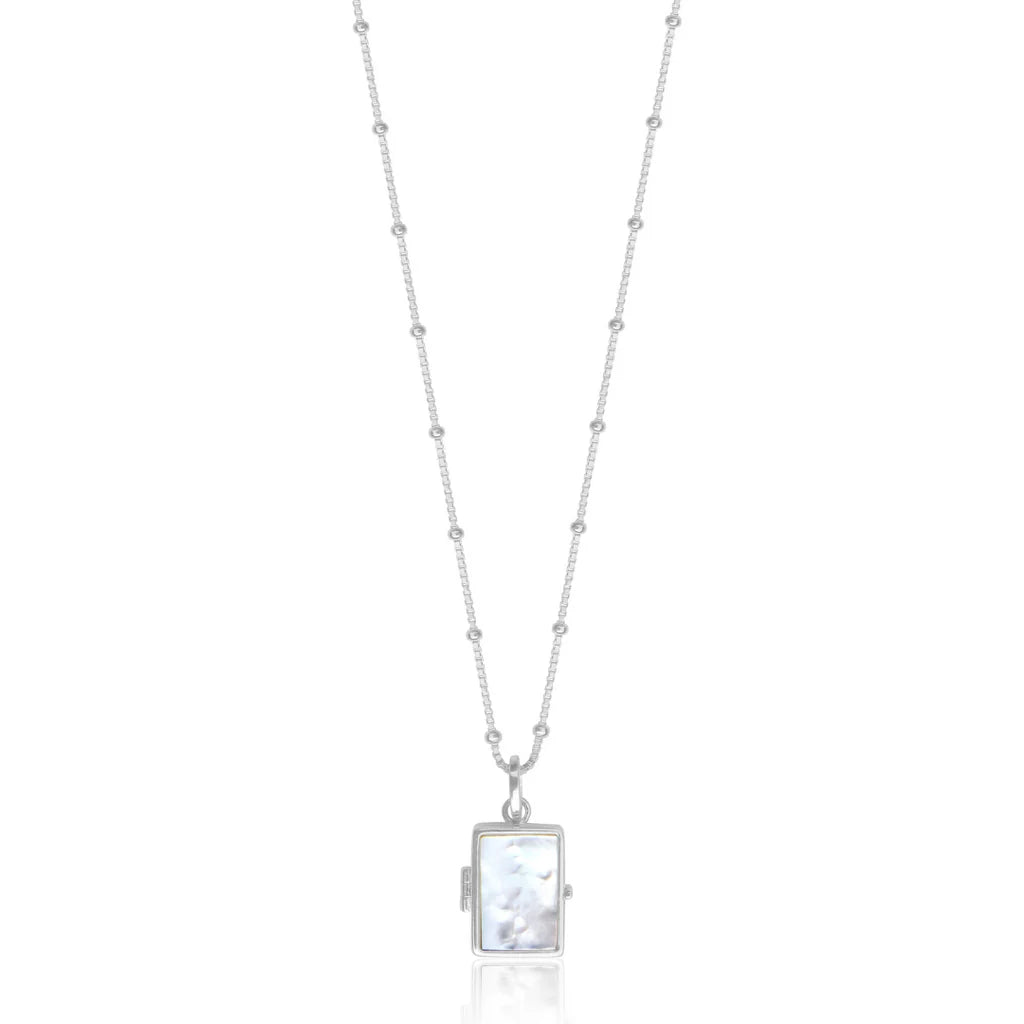 Silver Perle Mother of Pearl Square Locket