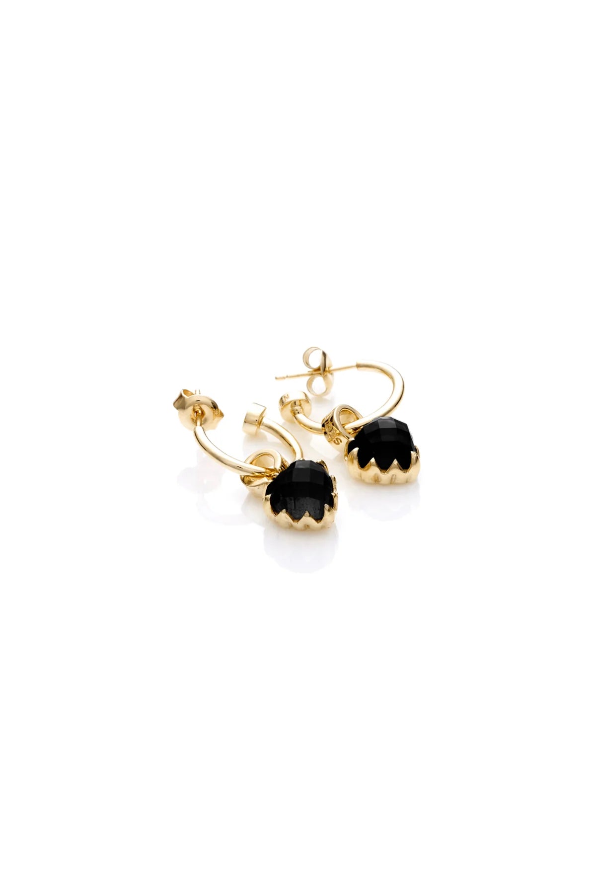 Stolen Girlfriend Onyx Love Claw Yellow Gold Plated Earrings