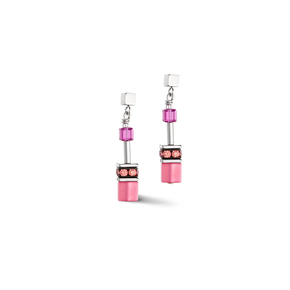 Coeur de Lion Geocube Magenta Earrings
