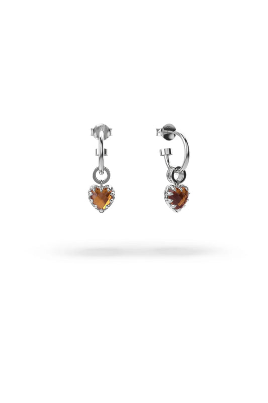 Stolen Girlfriend Sterling Silver Orange Citrine Love Anchor Earrings