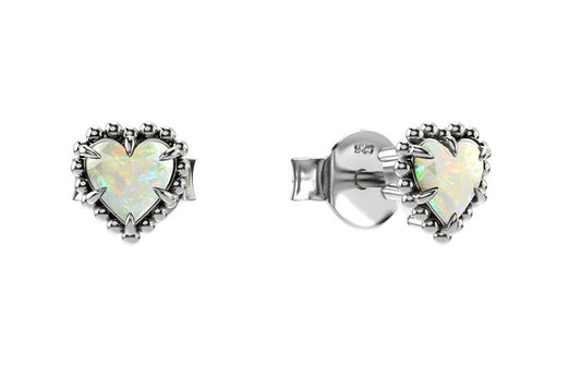 Stolen Girlfriends Club Sterling Silver and Opal Dahlia's Heart Earrings