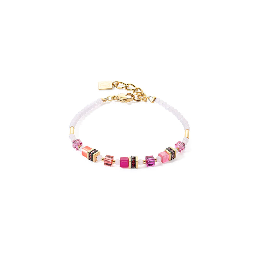 Coeur De Lion Mini Cubes White & Magenta Bracelet