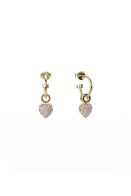 Stolen Girlfriend Gold Plated Rose Quartz Love Anchor Earrings