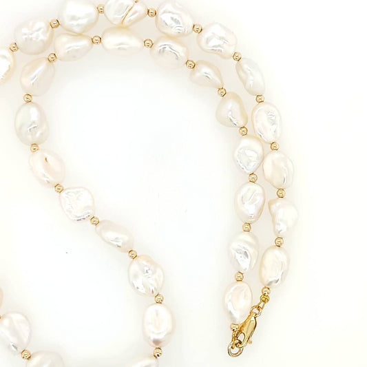 Keshi Pearl Yellow Gold Necklace