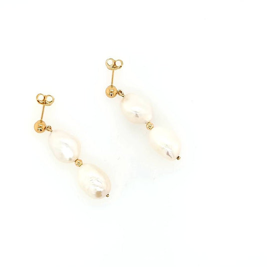 Double Keshi Yellow Gold Drop earrings