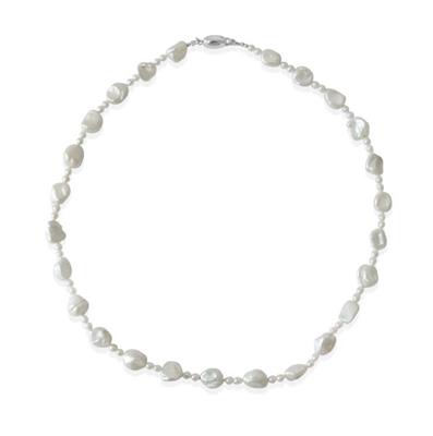 Keshi Pearls with 3mm Baroque White Necklace