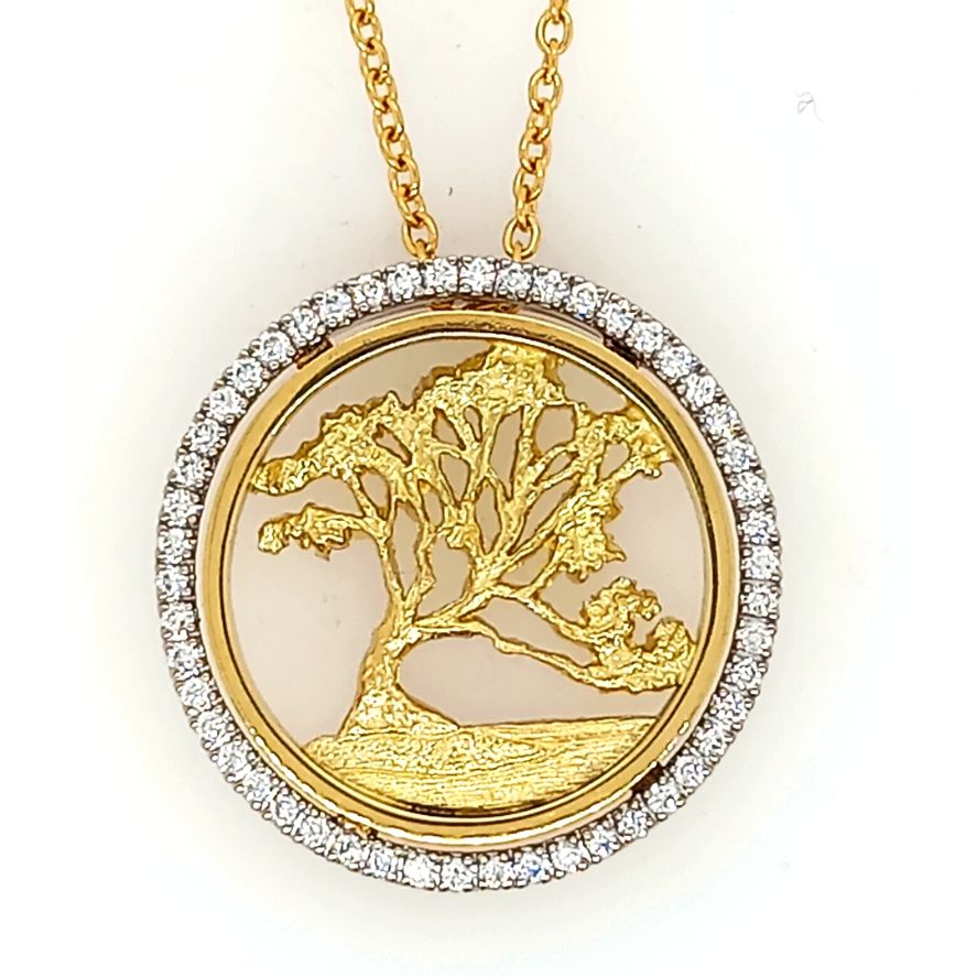 Wanaka Tree Gold and Diamond Pendant and Chain Aspiring Jewellers Wanaka
