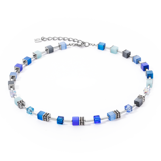 Coeur de Lion Blue and Silver Geocube Necklace