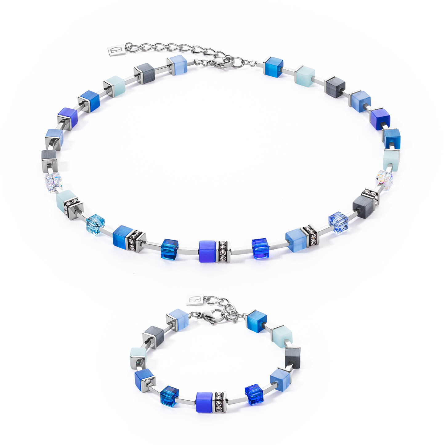 Coeur de Lion Geocube Blue Silver Bracelet