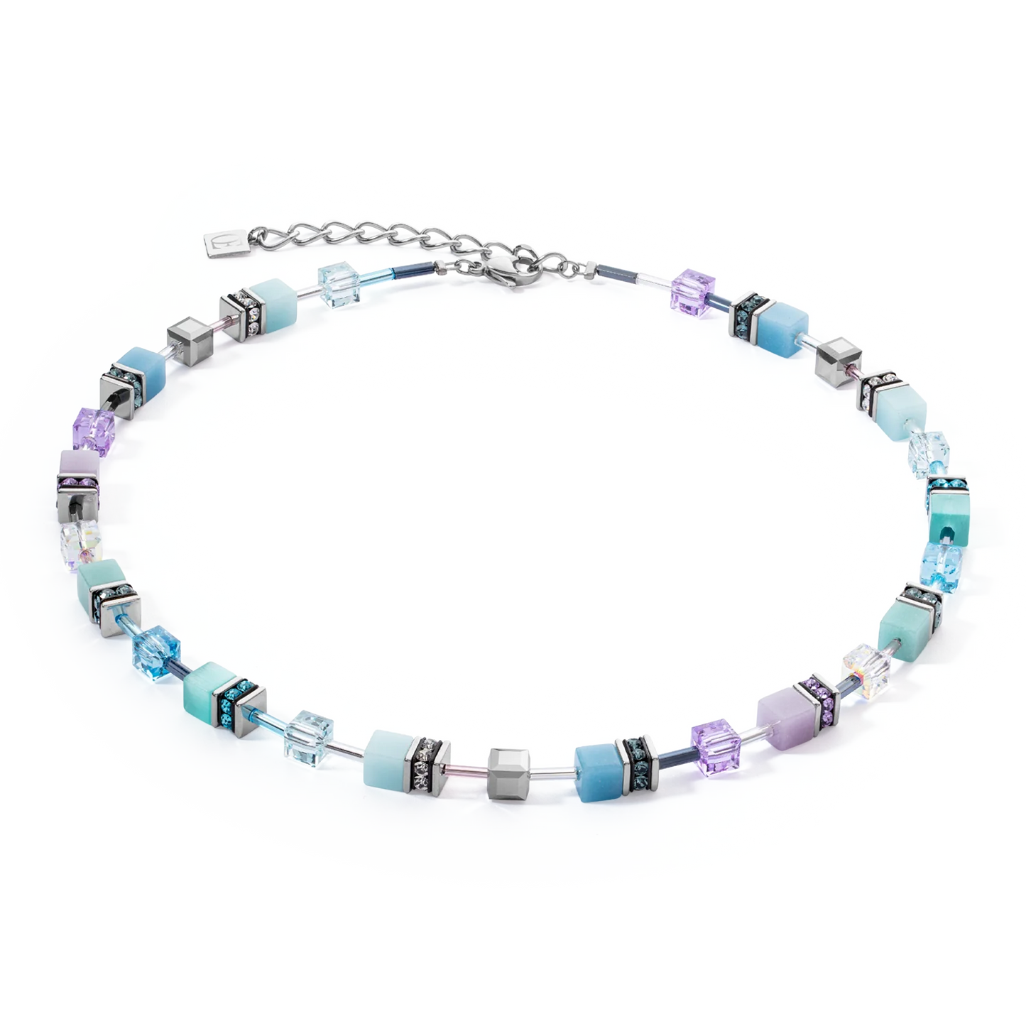 Coeur de Lion Mini Cube Lilac-Aqua Necklace