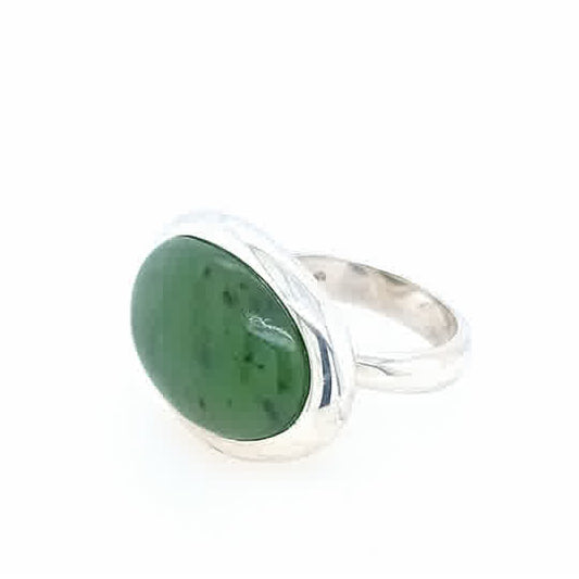 Sterling Silver East to West Chunky Greenstone Ring