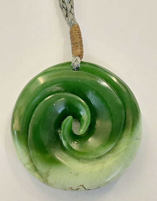 New Zealand Greenstone Round Koru