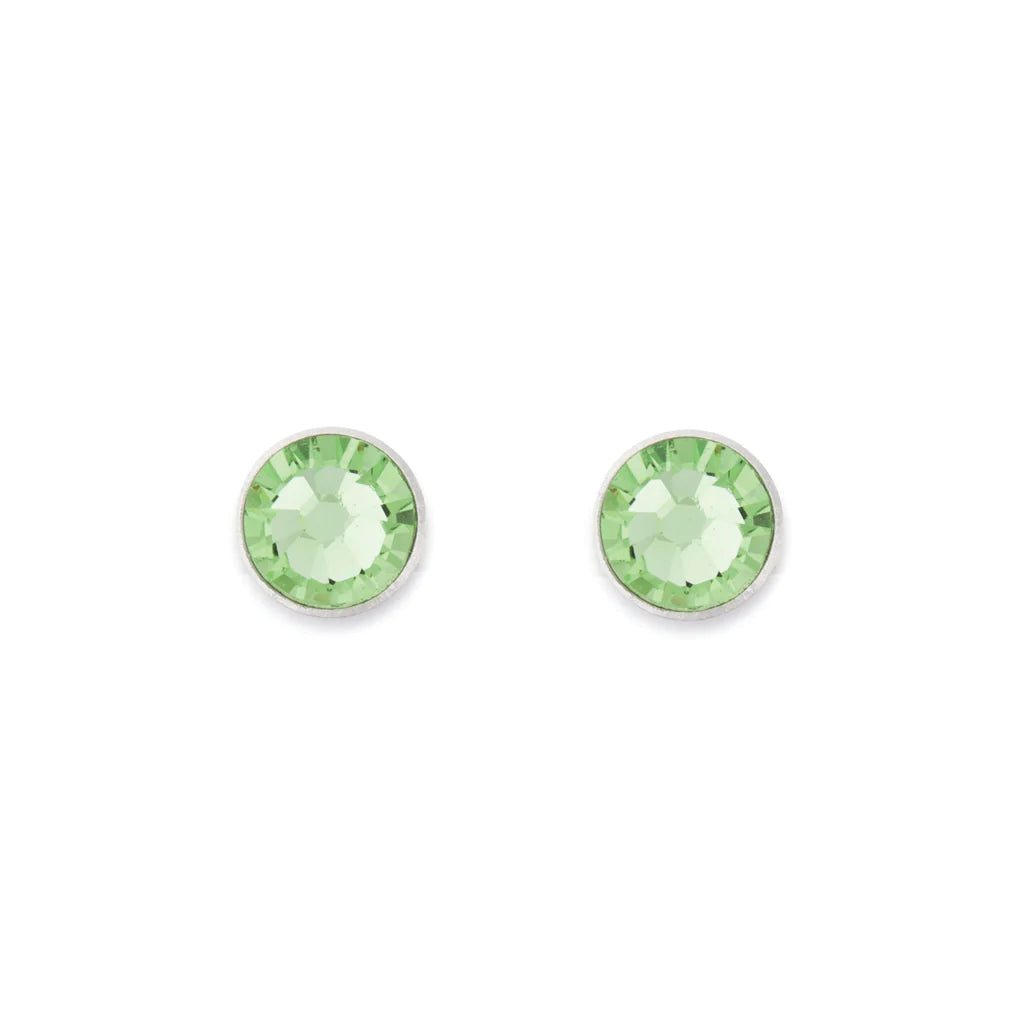 Coeur de Lion Rhodium plated brass Green Swarovski crystal Studs