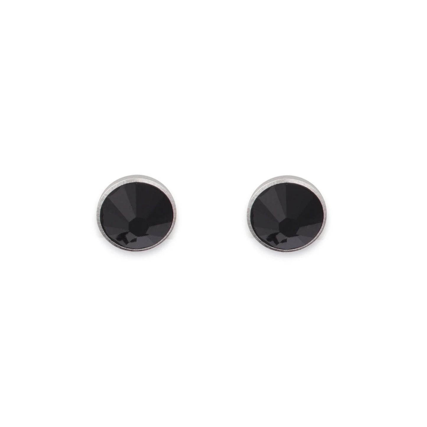 Coeur de Lion Rhodium plated brass Black Swarovski Crystal Studs