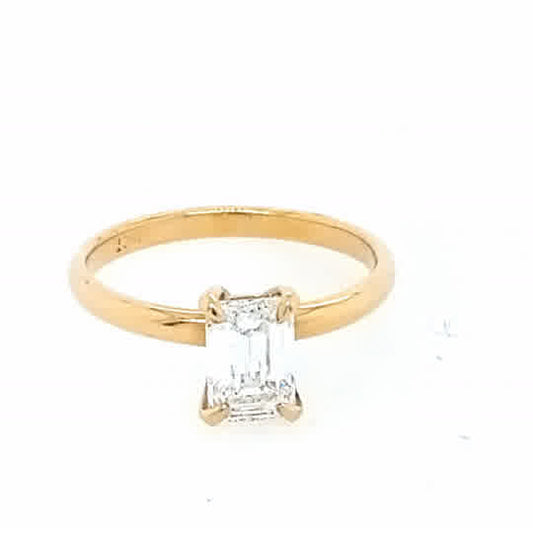 18ct Yellow Gold Emerald Cut Diamond Ring