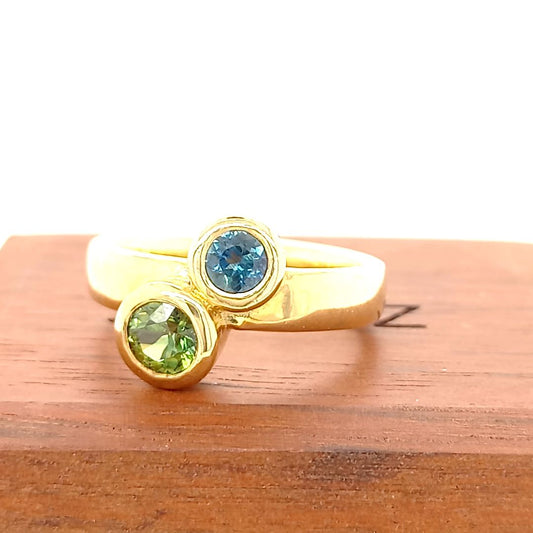 JBD 9ct Yellow gold and 2x sapphires