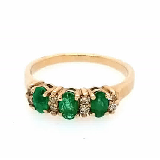9ct Yellow Gold Emerald and Diamond Ring