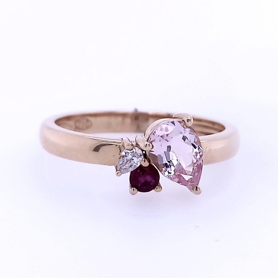 Morganite, Ruby and Diamond Ring