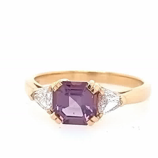 9ct Yellow Gold Spinel and Diamond Ring