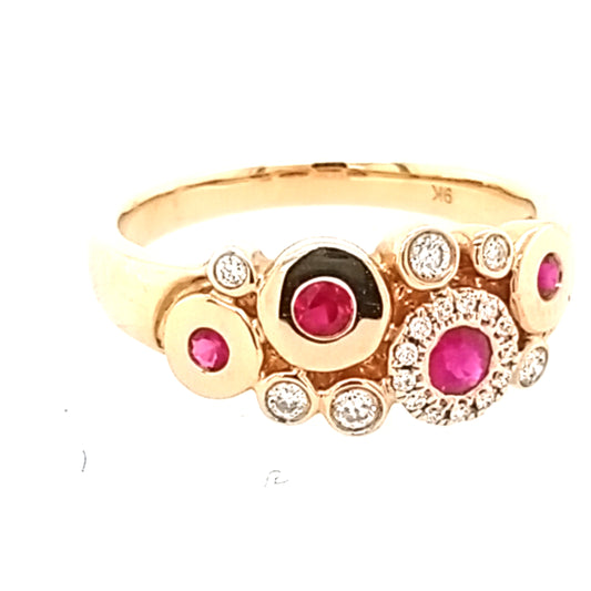 9ct Yellow Gold Ruby and Diamond Dress Ring