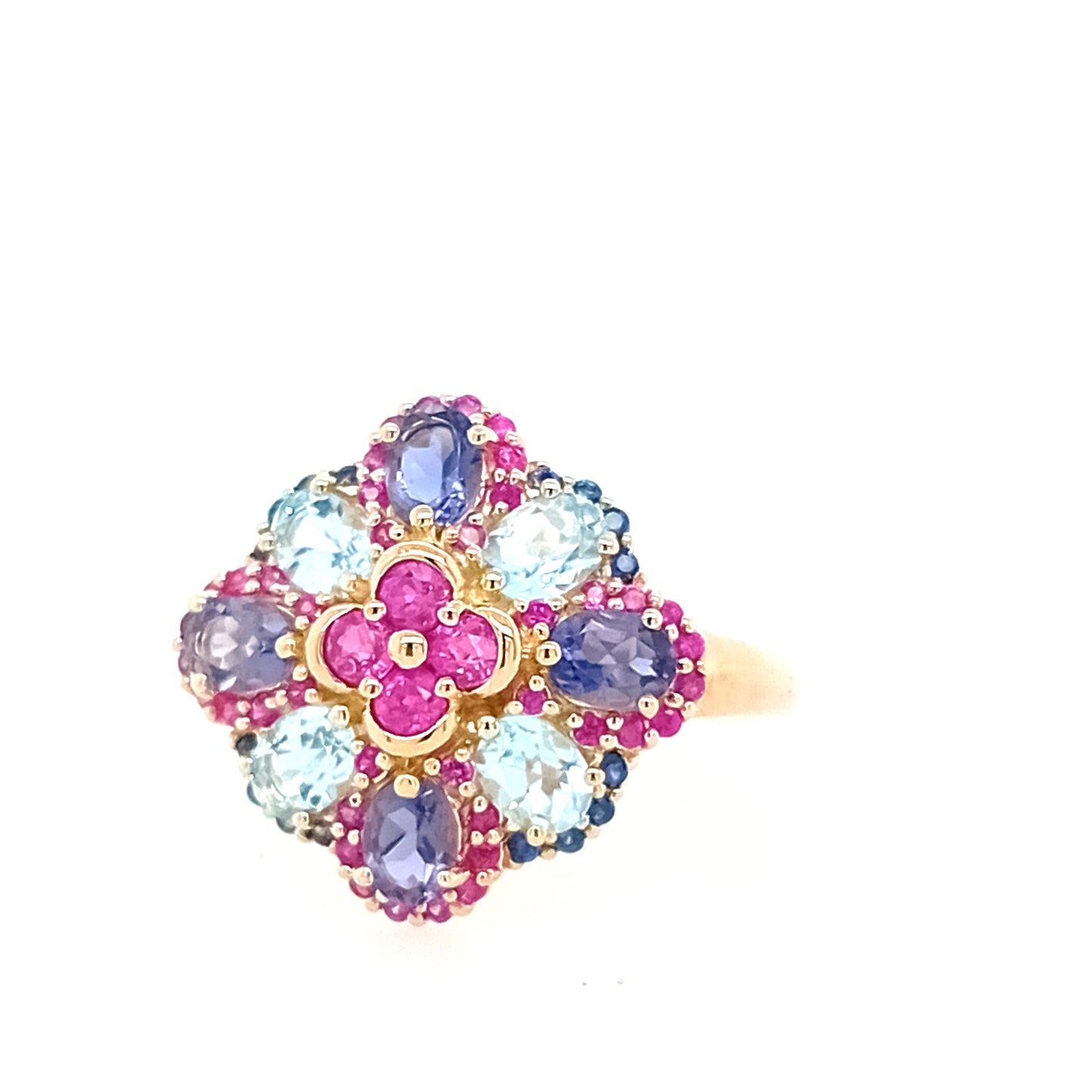 9ct Yellow Gold Ruby and Sapphire Ring