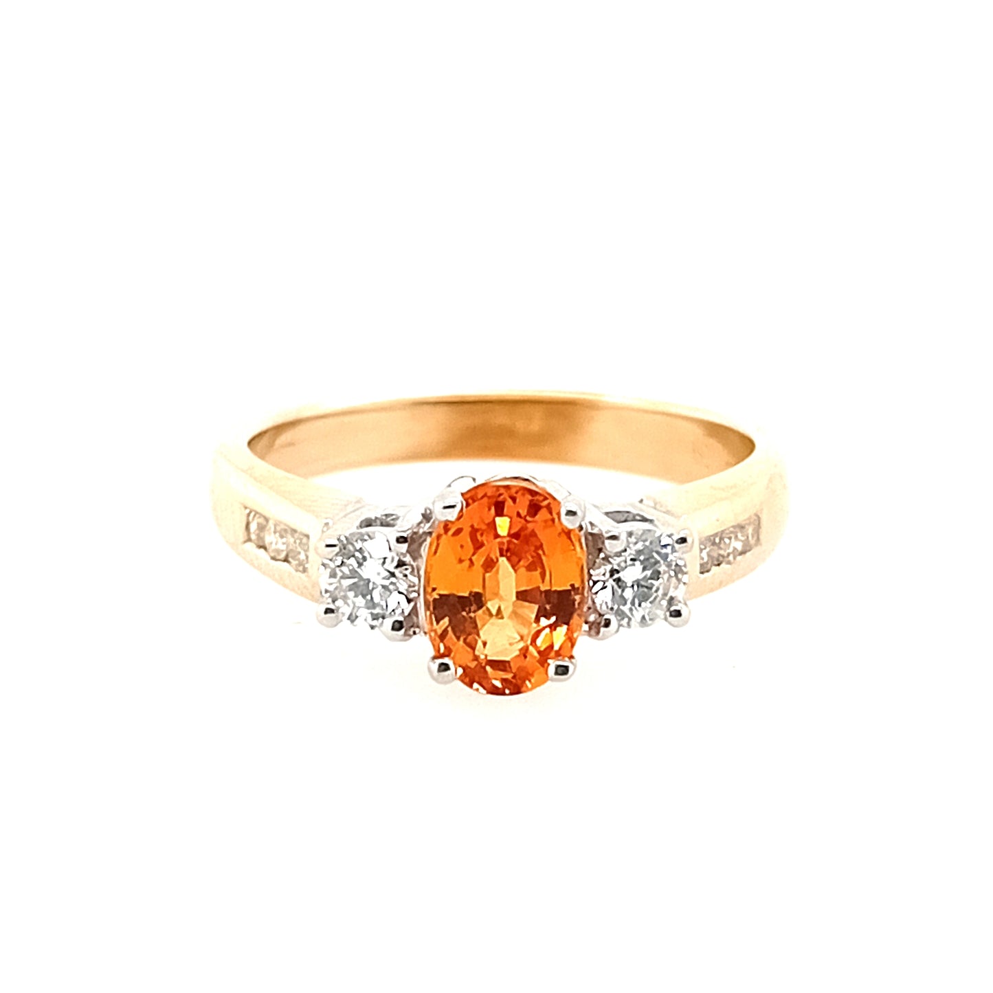 Oval Cut Mandarin Garnet and Diamond Ring