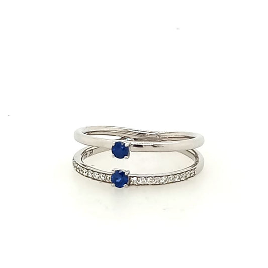 9ct White Gold, Sapphire and Diamond Ring