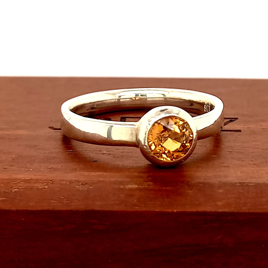 JBD White Gold Orange Sapphire Ring