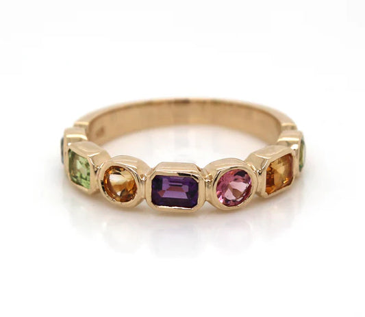 9ct Yellow Gold Multi-coloured Ring