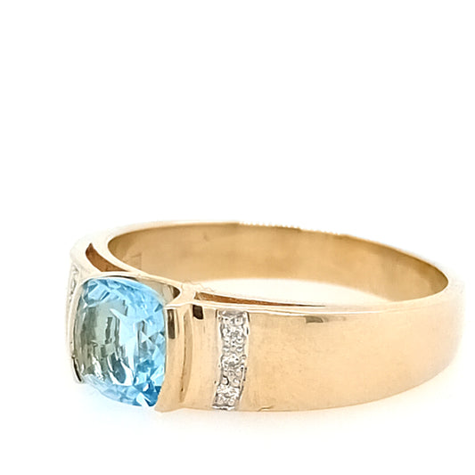9ct Yellow Gold Topaz and Diamond Ring
