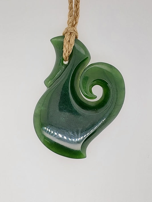 New Zealand Greenstone Hook Koru Kawakawa