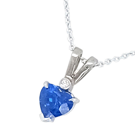 White Gold Tanzanite and Diamond Heart Pendant