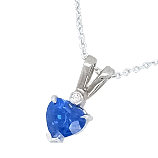 White Gold Tanzanite and Diamond Heart Pendant