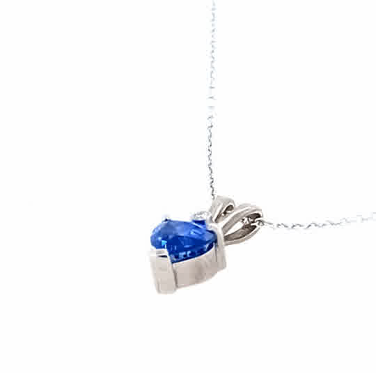 White Gold Tanzanite and Diamond Heart Pendant