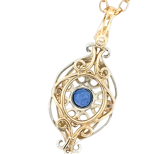 Handmade Ceylonese Sapphire and Diamond Pendant
