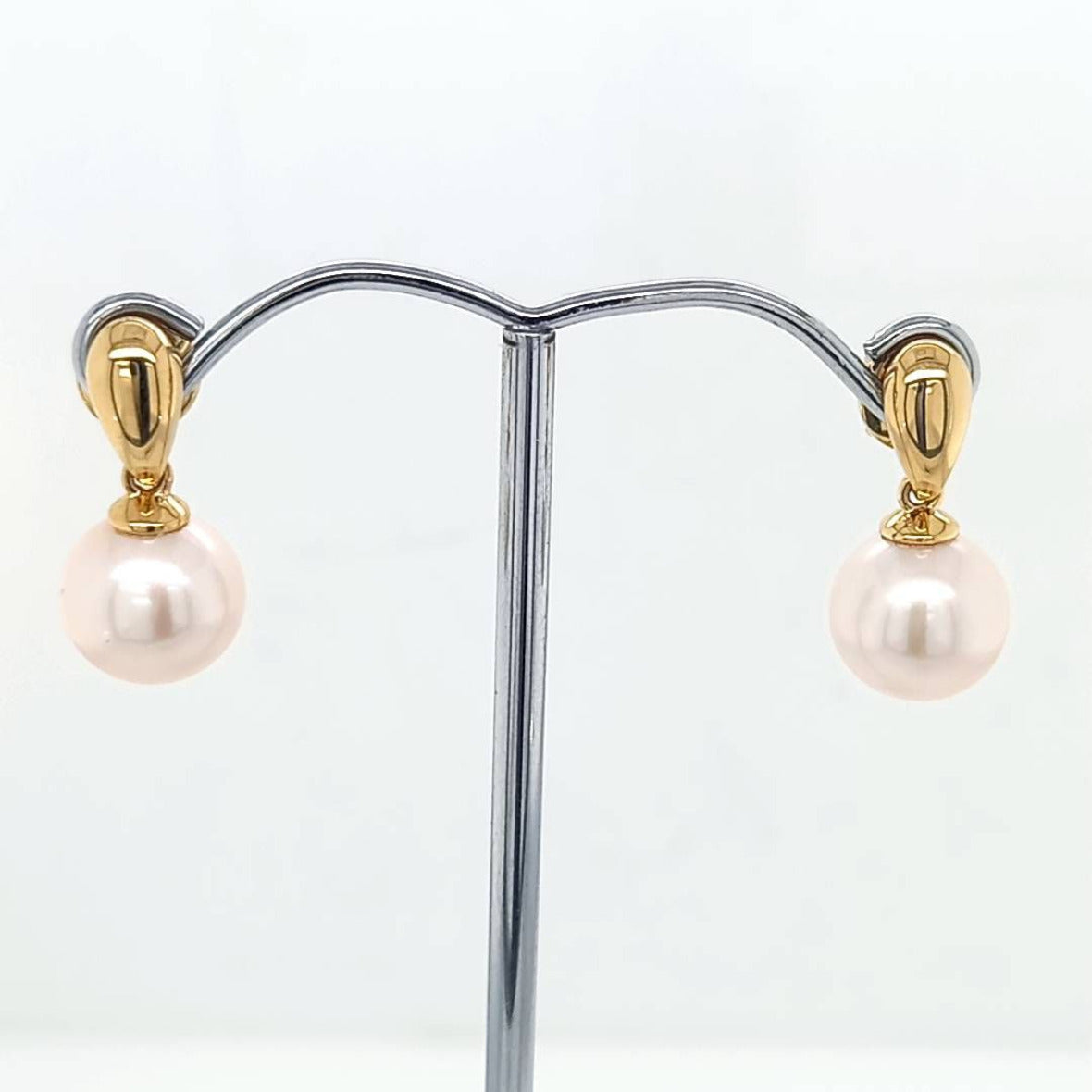 Fresh Water Pearl Yellow Gold Drop Earring