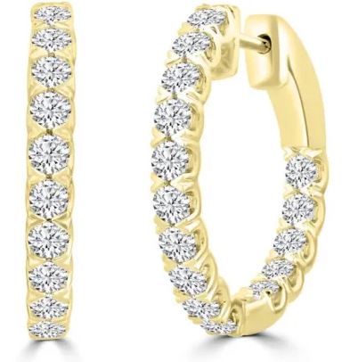 18ct Yellow Gold Lab Grown 1.5ct Diamond Hoop Earrings