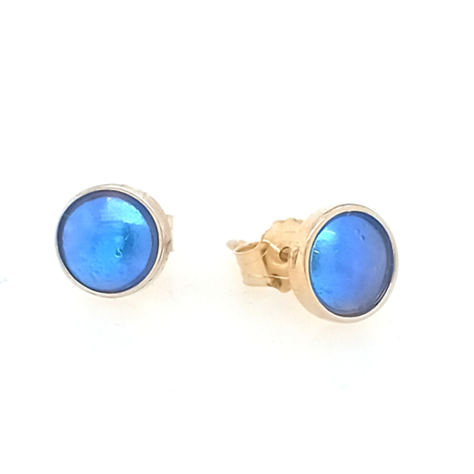 18ct Yellow Gold Blue Pearls