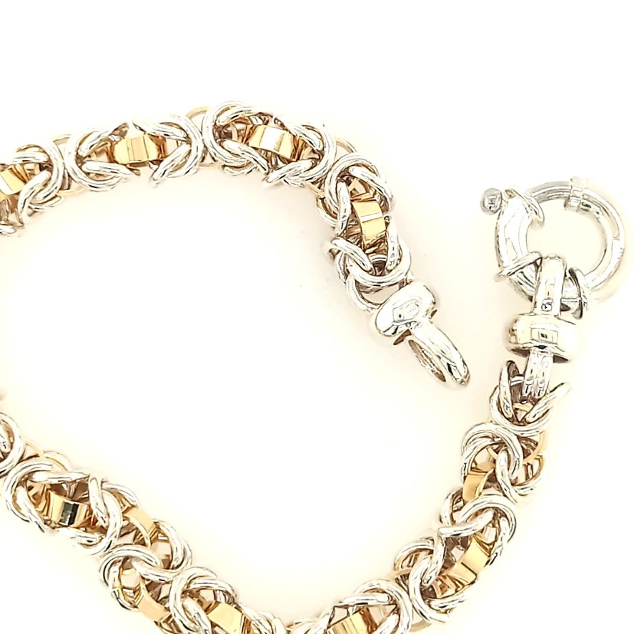 9ct Yellow Gold & Sterling Byzantine Chenier Ring Bracelet