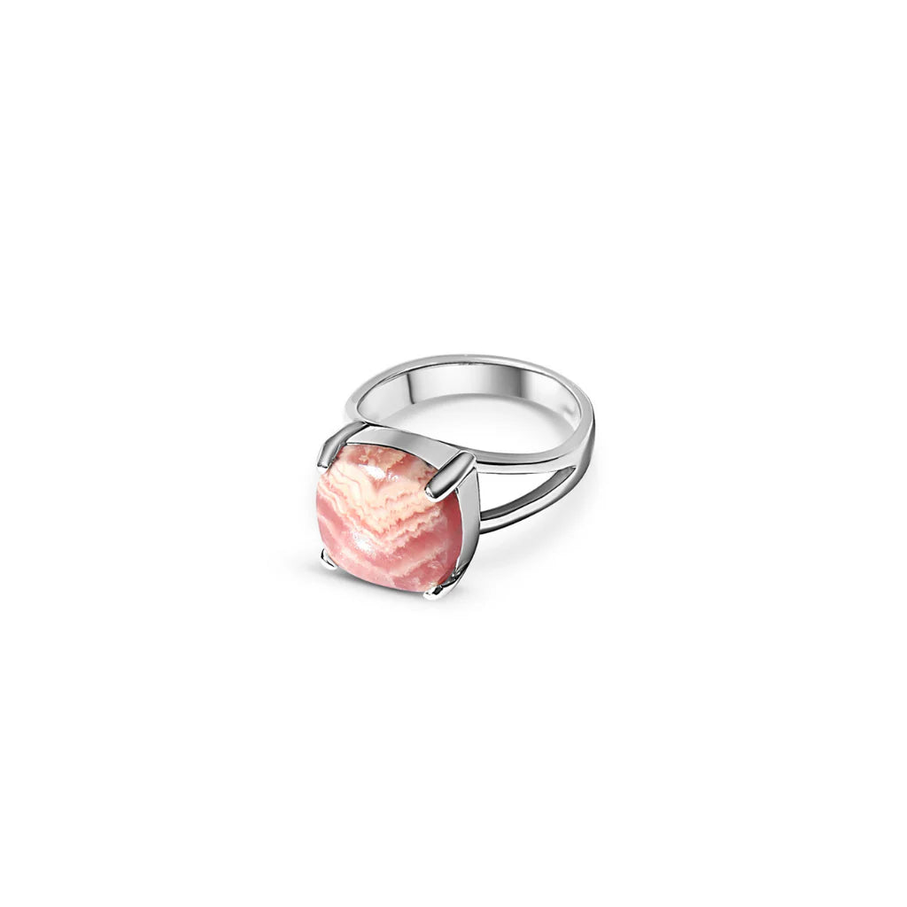 La Stele Square Dome Rhodochrosite Ring